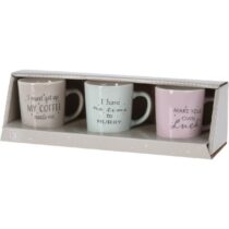 EH 3-dielna sada porcelánových hrnčekov Coffee time, 100 ml